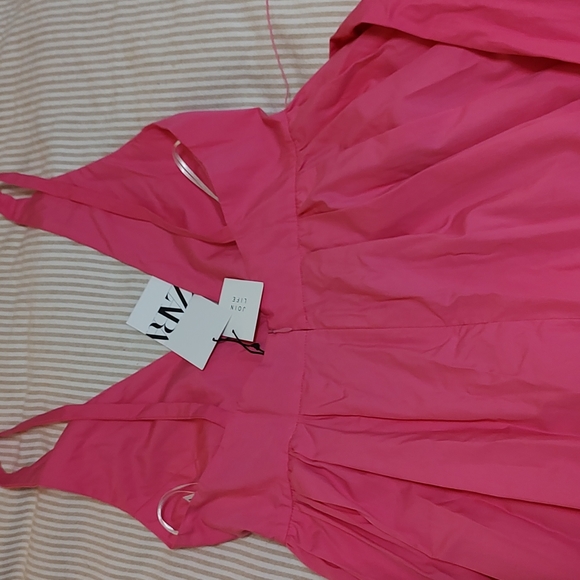 Zara Pink Tied Poplin Dress size small - Picture 11 of 11